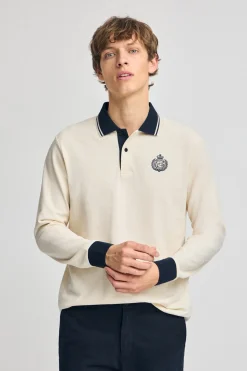 Polo color crudo de manga larga Anchor con detalle náutico