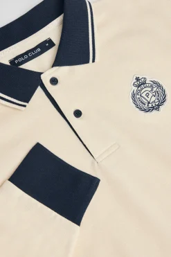 Polo color crudo de manga larga Anchor con detalle náutico