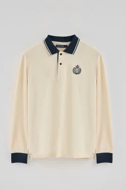 Polo color crudo de manga larga Anchor con detalle náutico