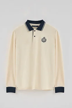 Polo color crudo de manga larga Anchor con detalle náutico
