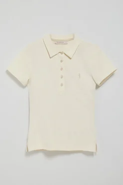 Polo color crudo de manga corta de algodón y bordado Rigby Best