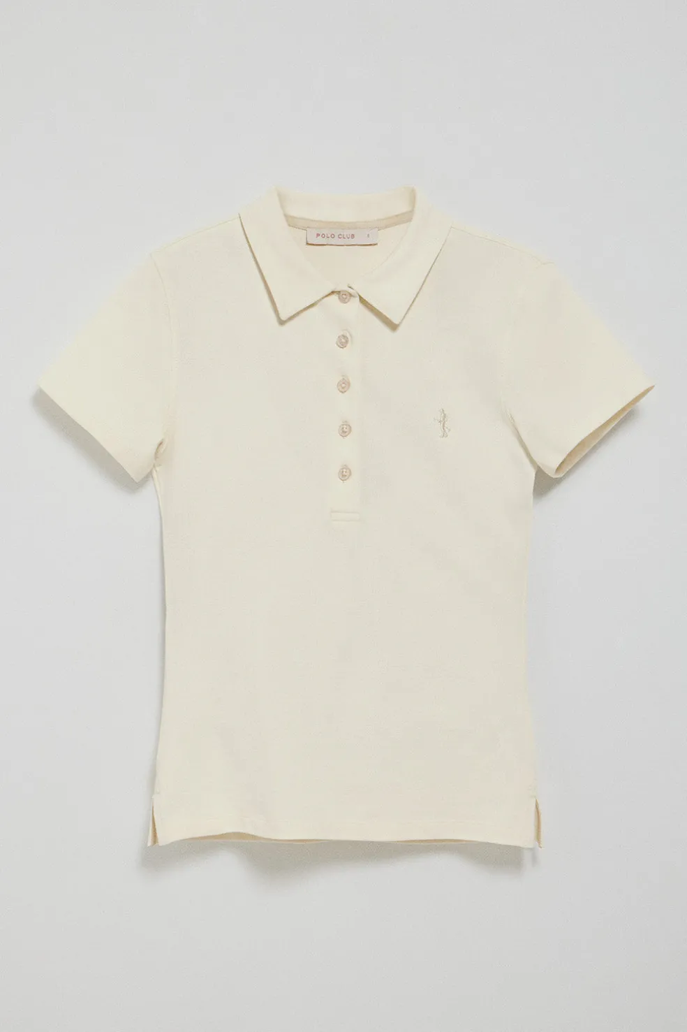 Polo color crudo de manga corta de algodón y bordado Rigby Best