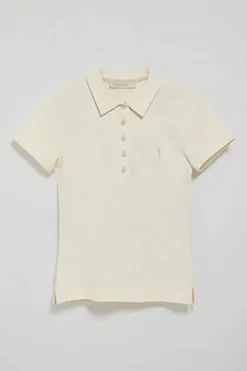 Polo color crudo de manga corta de algodón y bordado Rigby Best