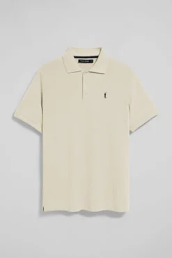 Polo color crudo de manga corta y tres botones con logo bordado Rigby Go