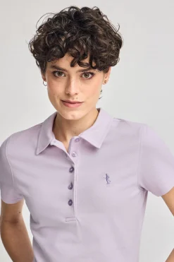 Polo color lavanda de manga corta de algodón y bordado Rigby Best