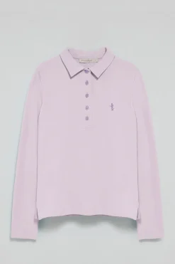 Polo color lavanda de manga larga de algodón y bordado Rigby Best