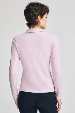 Polo color lavanda de manga larga de algodón y bordado Rigby Best
