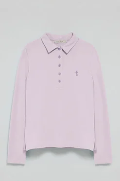 Polo color lavanda de manga larga de algodón y bordado Rigby Best