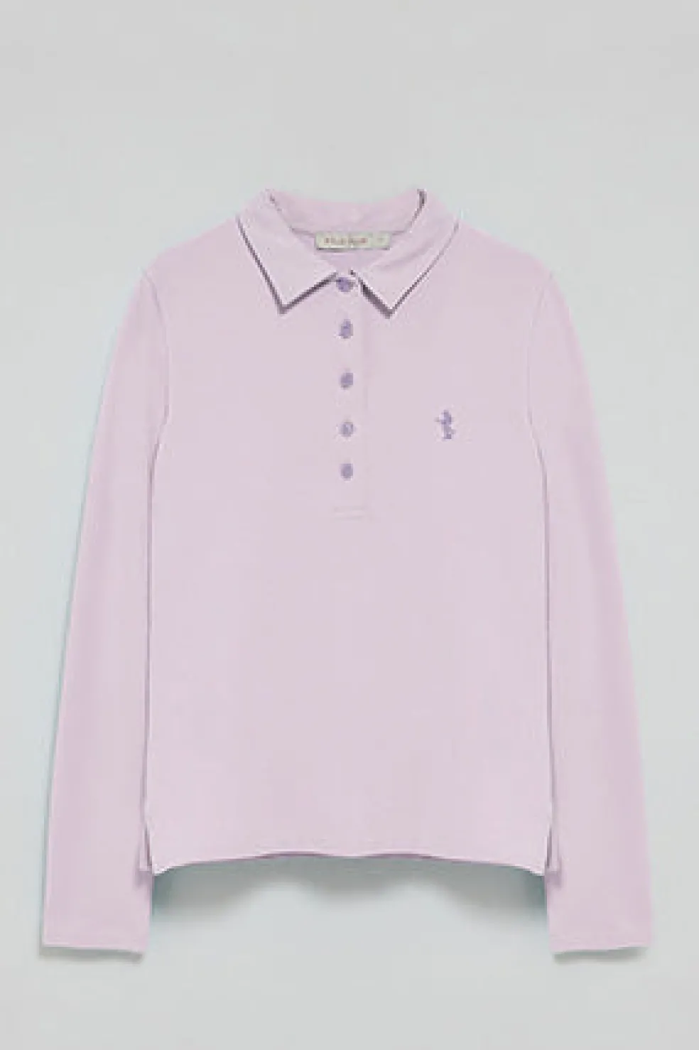 Polo color lavanda de manga larga de algodón y bordado Rigby Best