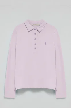 Polo color lavanda de manga larga de algodón y bordado Rigby Best