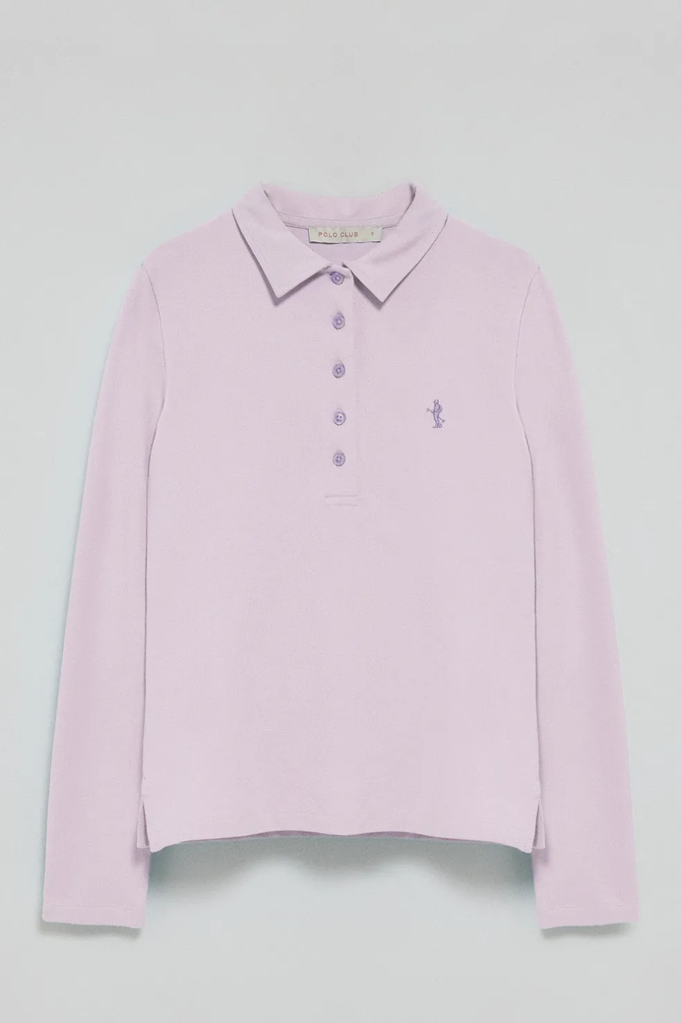 Polo color lavanda de manga larga de algodón y bordado Rigby Best