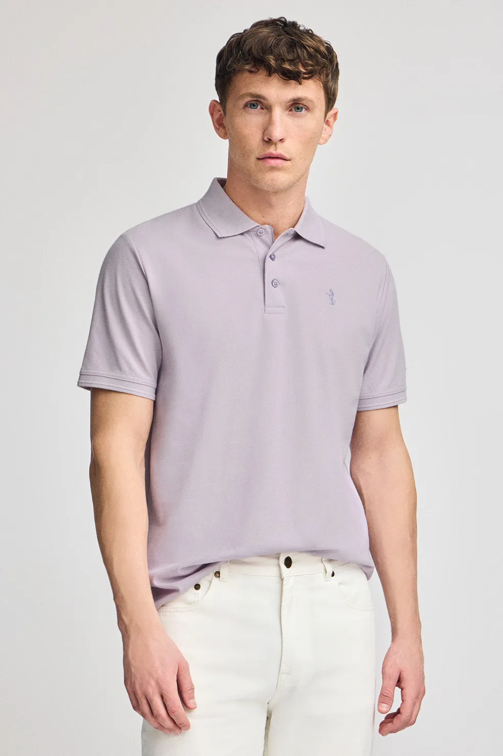 Polo color lavanda de piqué de manga corta y bordado Rigby Best