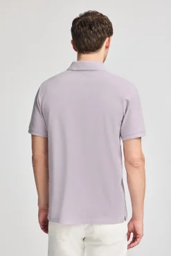Polo color lavanda de piqué de manga corta y bordado Rigby Best