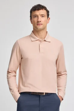Polo color maquillaje de piqué de manga larga y bordado Rigby Best