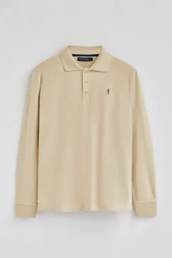 Polo color marfil de manga larga de tres botones y bordado Rigby Go