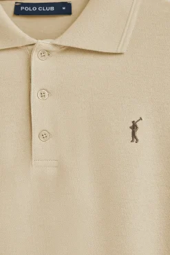 Polo color marfil de manga larga de tres botones y bordado Rigby Go