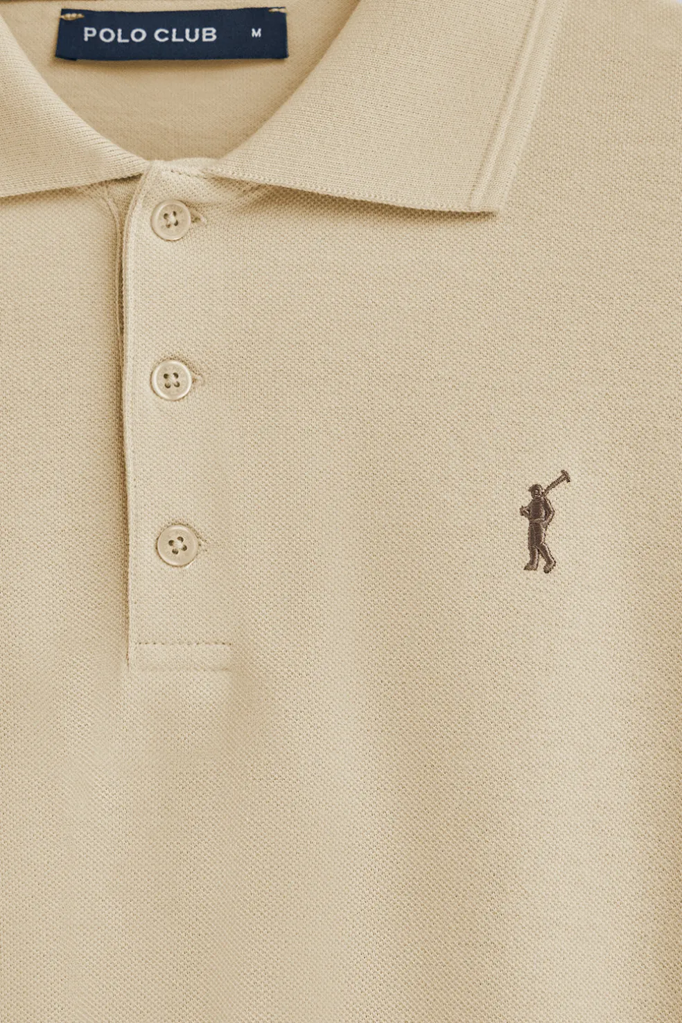 Polo color marfil de manga larga de tres botones y bordado Rigby Go