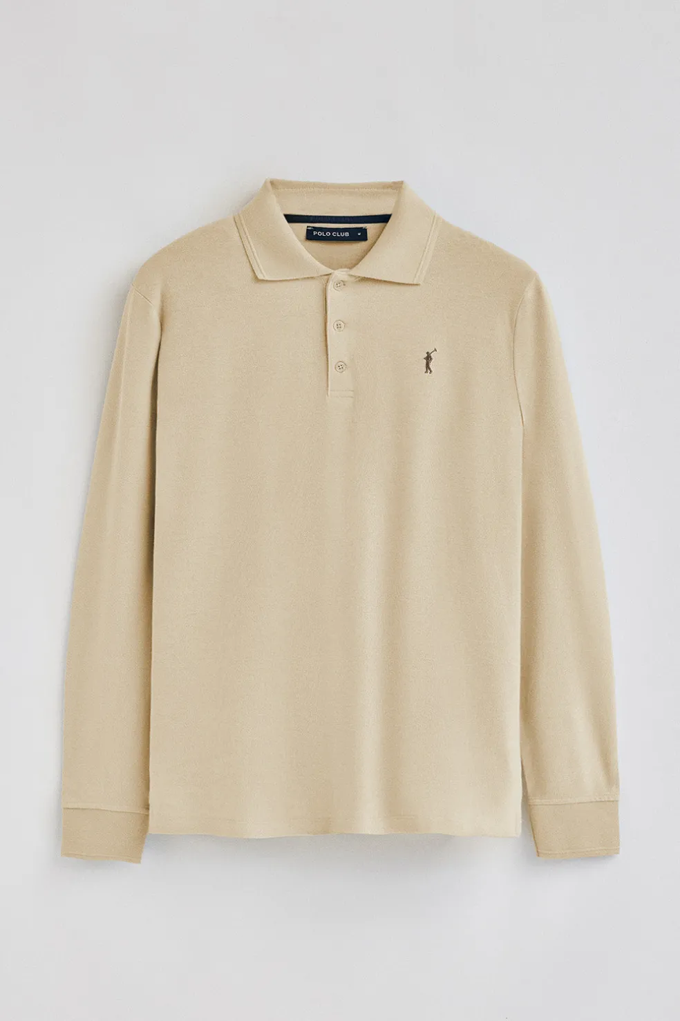 Polo color marfil de manga larga de tres botones y bordado Rigby Go