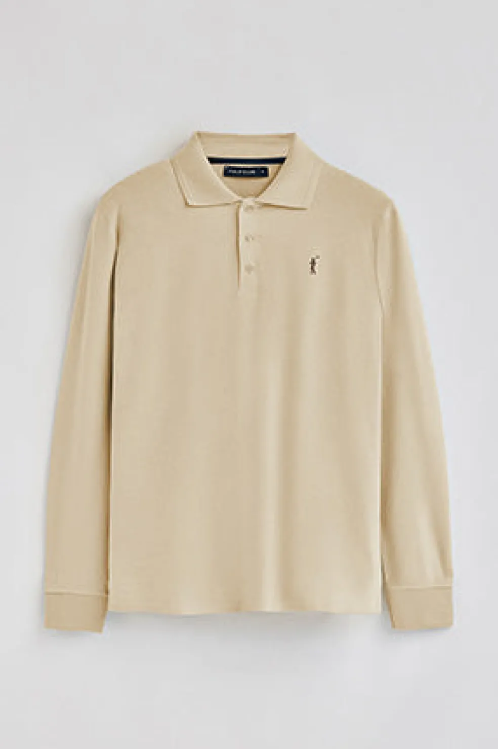 Polo color marfil de manga larga de tres botones y bordado Rigby Go