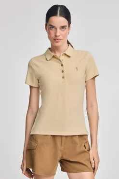 Polo color marfil de manga corta de algodón y bordado Rigby Best