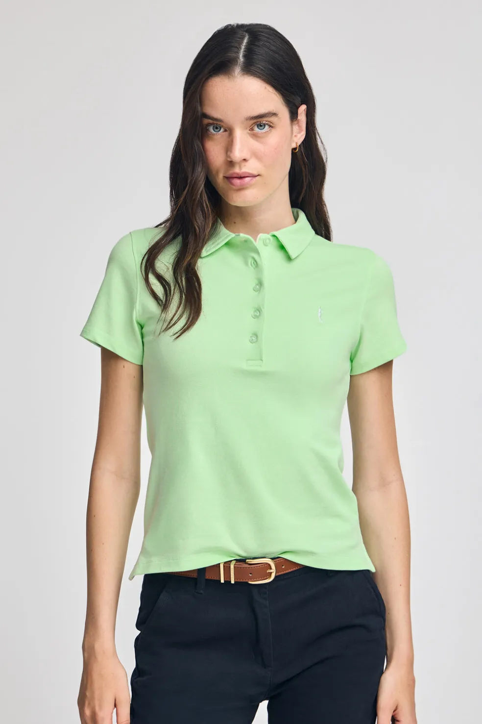 Polo color menta de manga corta de algodón y bordado Rigby Best