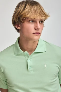 Polo color menta de manga corta y tres botones con logo bordado Rigby Go