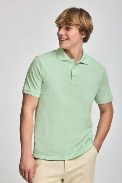 Polo color menta de manga corta y tres botones con logo bordado Rigby Go