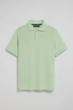 Polo color menta de manga corta y tres botones con logo bordado Rigby Go