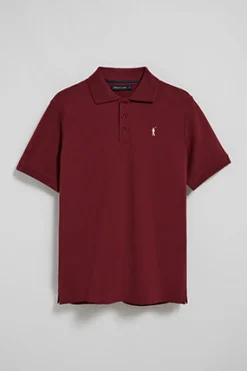 Polo granate de manga corta y tres botones con logo bordado Rigby Go