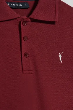 Polo granate de manga corta y tres botones con logo bordado Rigby Go