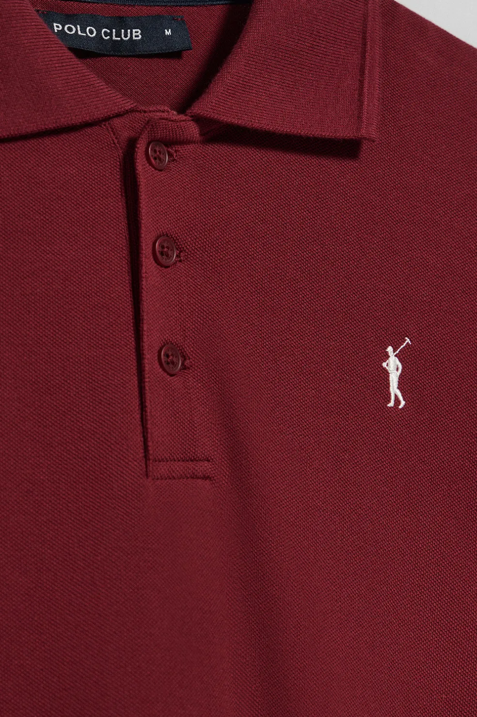 Polo granate de manga corta y tres botones con logo bordado Rigby Go