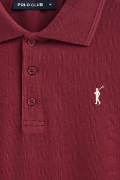 Polo granate de manga larga de tres botones y bordado Rigby Go