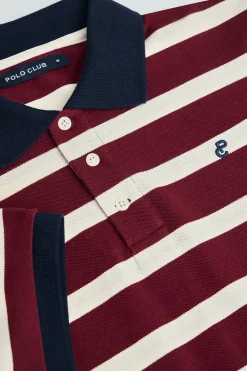 Polo granate Genova de rayas con monograma bordado