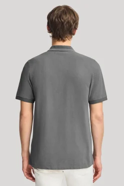 Polo gris asfalto de manga corta y dos botones con detalle en el pecho