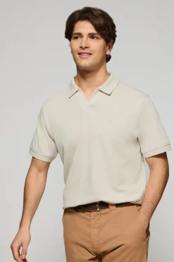 Polo gris claro Pascal sin botones con monograma bordado