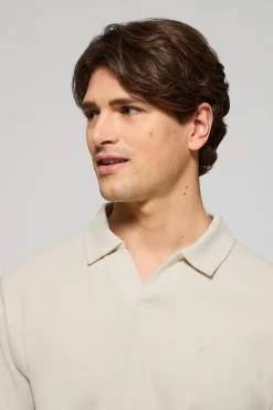 Polo gris claro Pascal sin botones con monograma bordado
