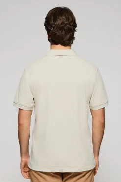 Polo gris claro Pascal sin botones con monograma bordado