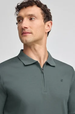 Polo gris piedra Esko con cremallera y monograma bordado