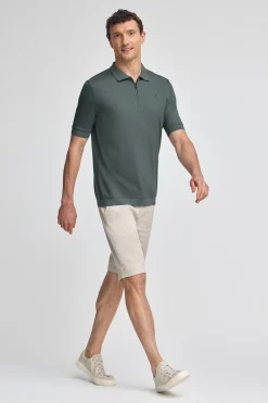 Polo gris piedra Esko con cremallera y monograma bordado