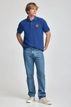 Polo Nautic azul royal con detalle de parche naútico en el pecho