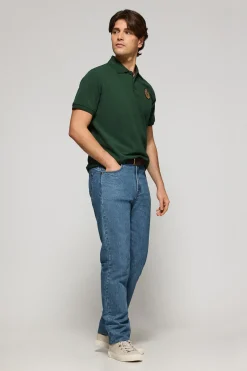 Polo Nautic verde con detalle de parche naútico en el pecho
