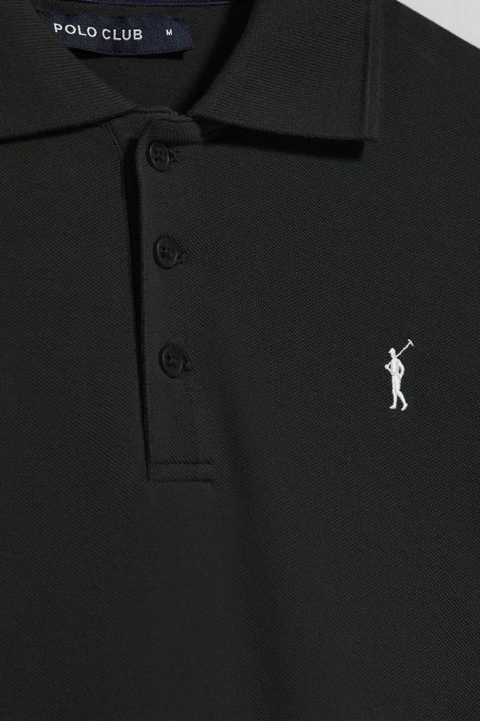 Polo negro de manga corta y tres botones con logo bordado Rigby Go