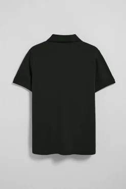 Polo negro de manga corta y tres botones con logo bordado Rigby Go