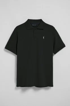 Polo negro de manga corta y tres botones con logo bordado Rigby Go