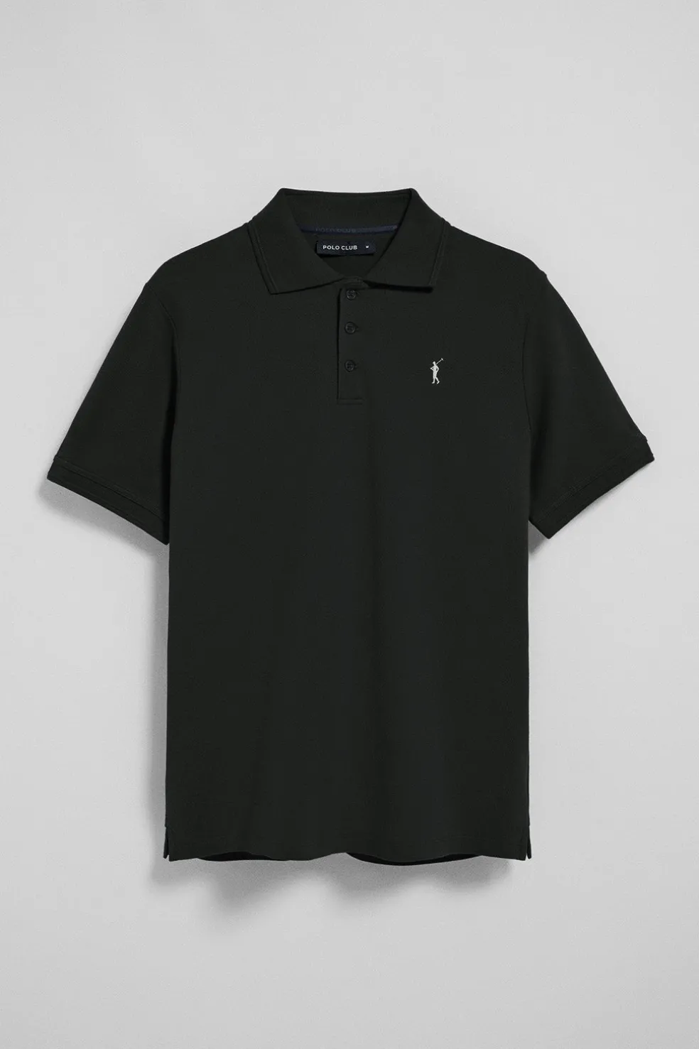Polo negro de manga corta y tres botones con logo bordado Rigby Go
