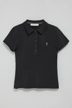 Polo negro de manga corta de algodón y bordado Rigby Best