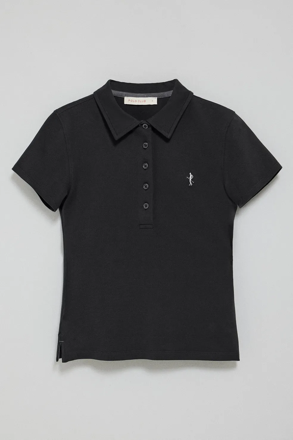 Polo negro de manga corta de algodón y bordado Rigby Best