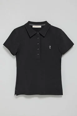 Polo negro de manga corta de algodón y bordado Rigby Best
