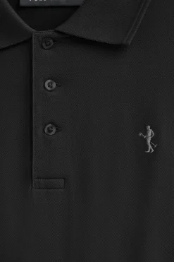 Polo negro de piqué de manga larga y bordado Rigby Best