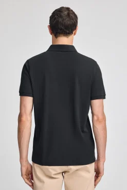 Polo negro de piqué de manga corta y bordado Rigby Best